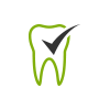 Animated tooth with checkmark representing prevnetive dentistry