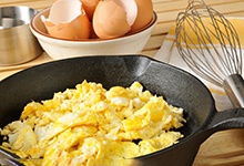 Scrambled eggs in a pan