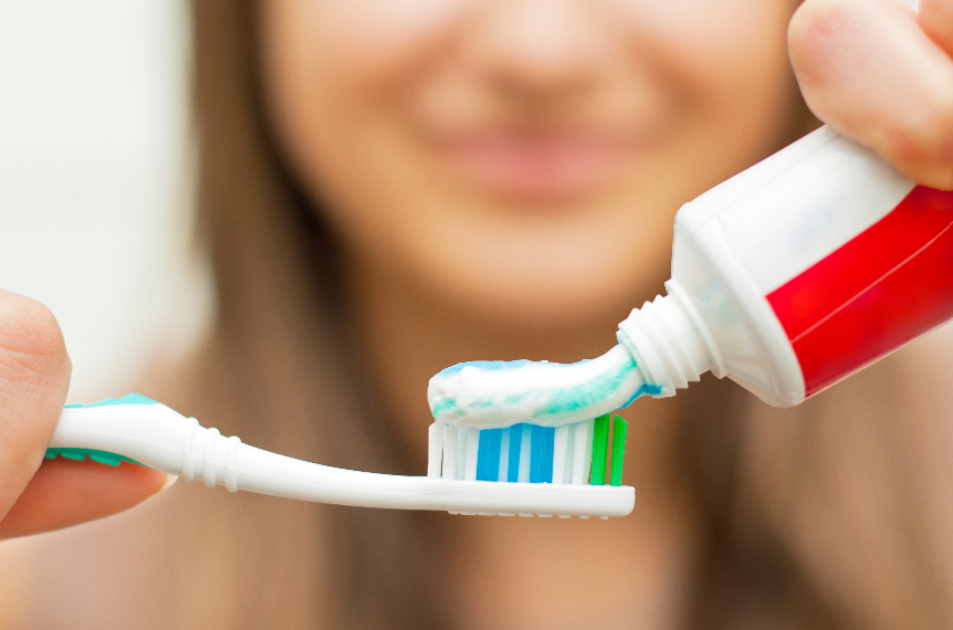Toothpaste on brush
